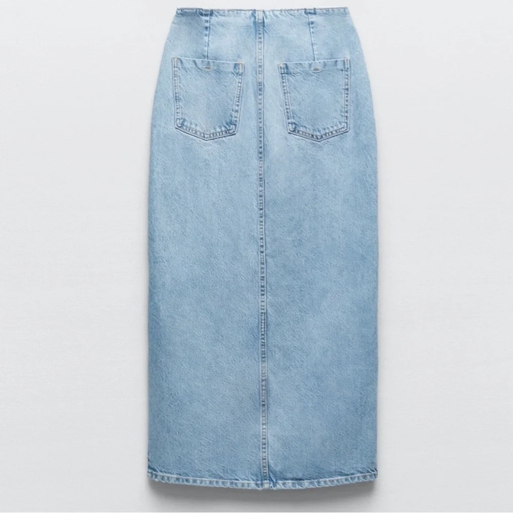 Zara Crossover Denim Midi Skirt - Picture 5 of 13